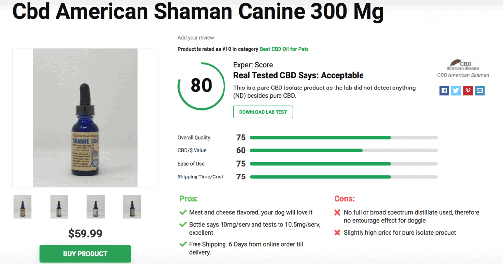 Cbd American Shaman Canine 300 Mg