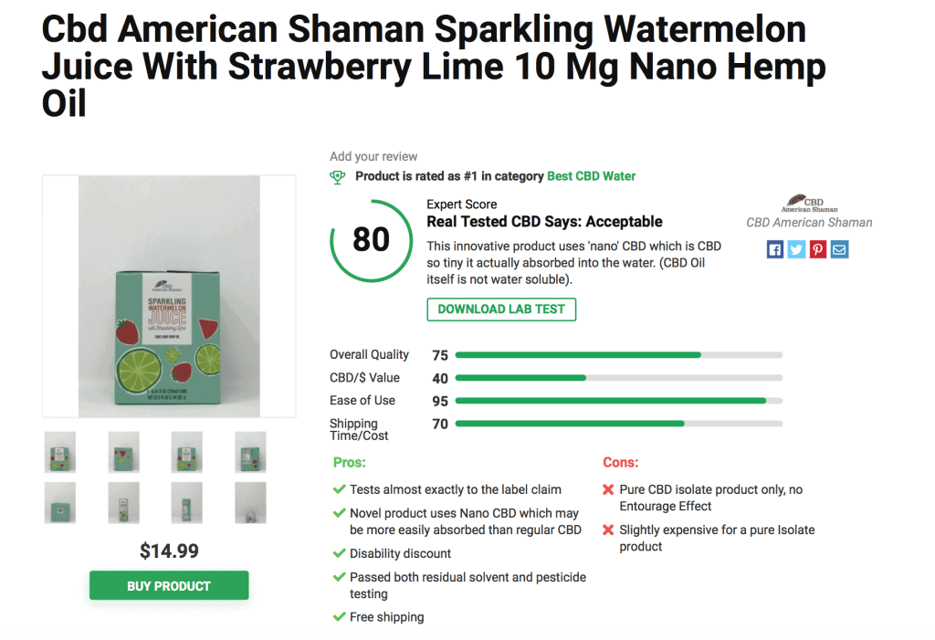 Cbd American Shaman Sparkling Watermelon Juice With Strawberry Lime 10 Mg Nano Hemp Oil