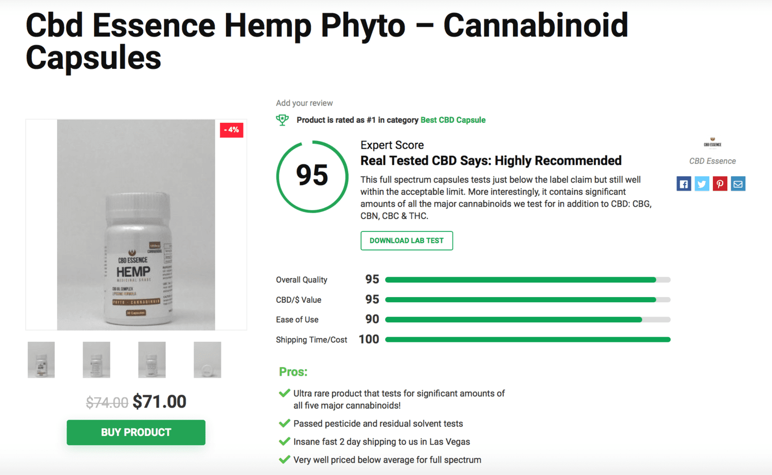 Cbd Essence Hemp Phyto - Cannabinoid Capsules