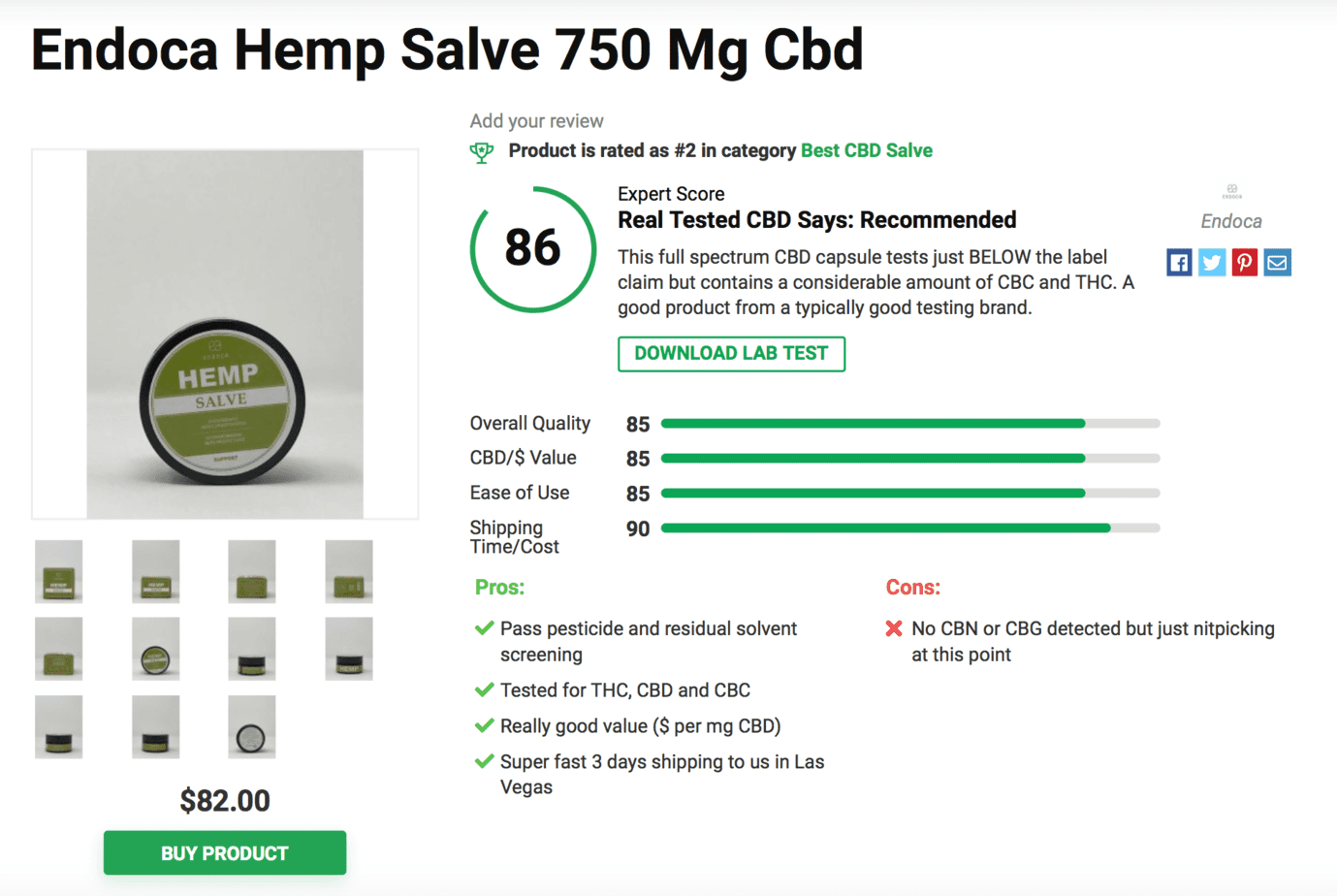 Endoca Hemp Salve 750 Mg Cbd