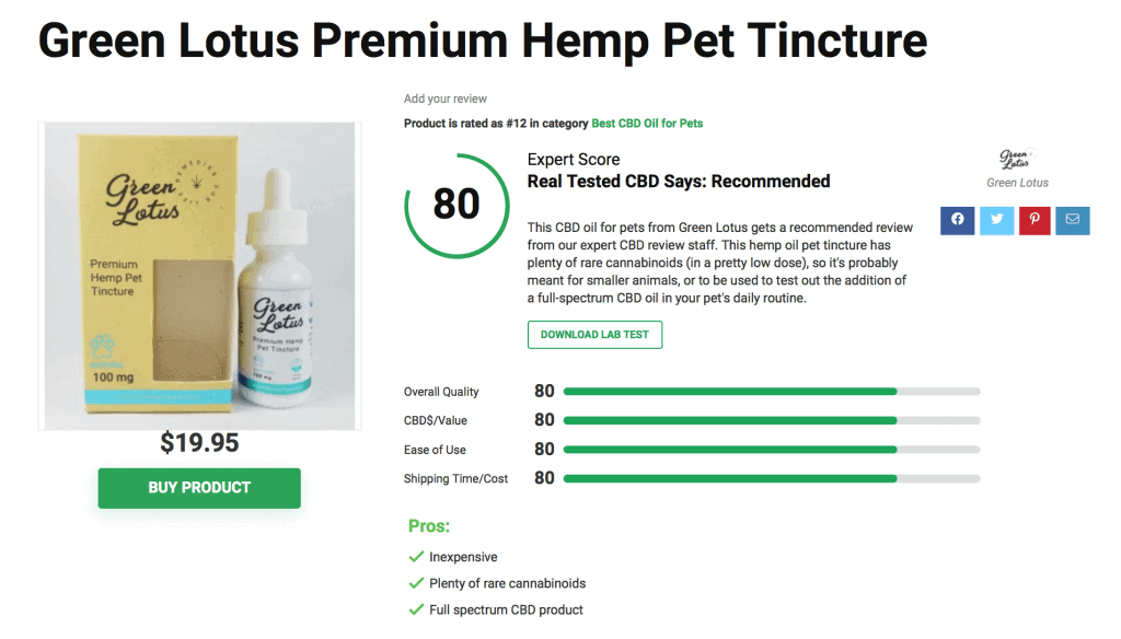 Green Lotus Premium Hemp Pet Tincture