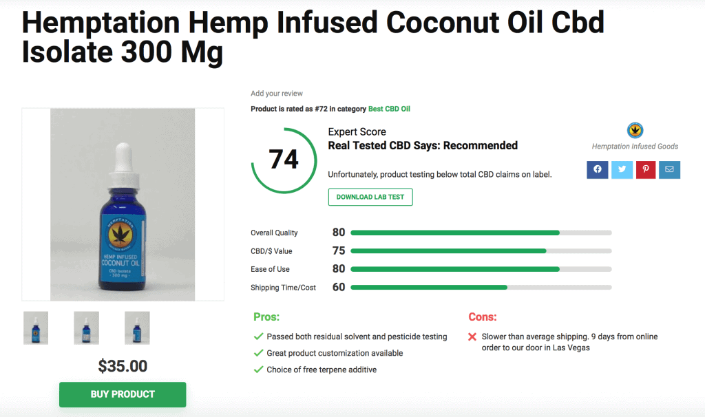 Hemptation Hemp Infused Coconut Oil Cbd Isolate 300 Mg