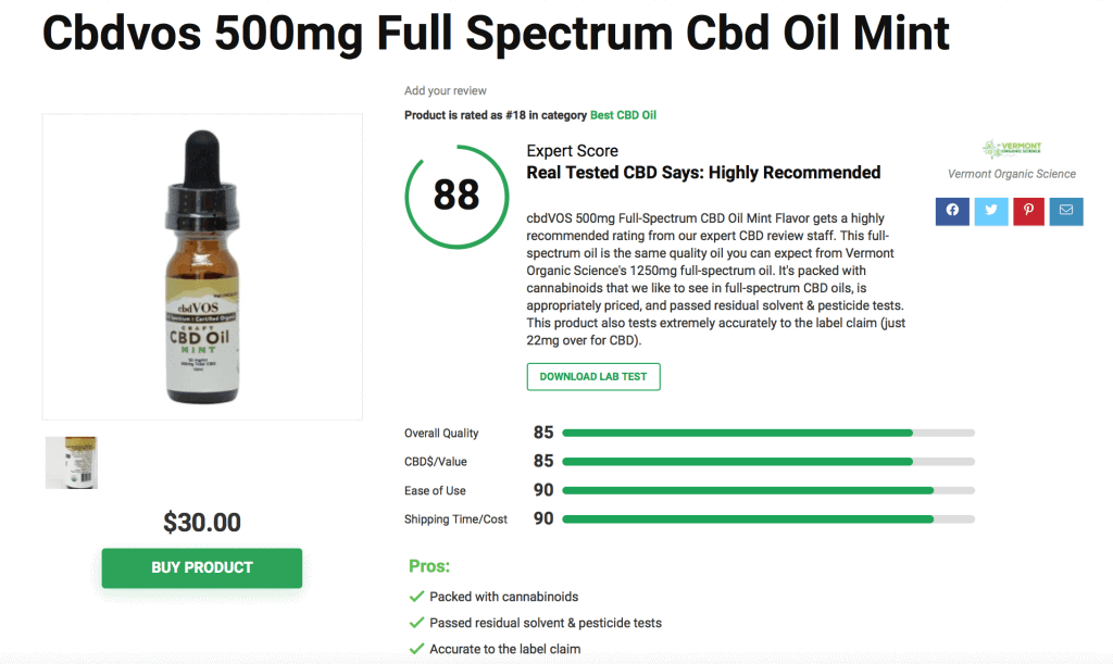 Cbdvos 500mg Full Spectrum Cbd Oil Mint