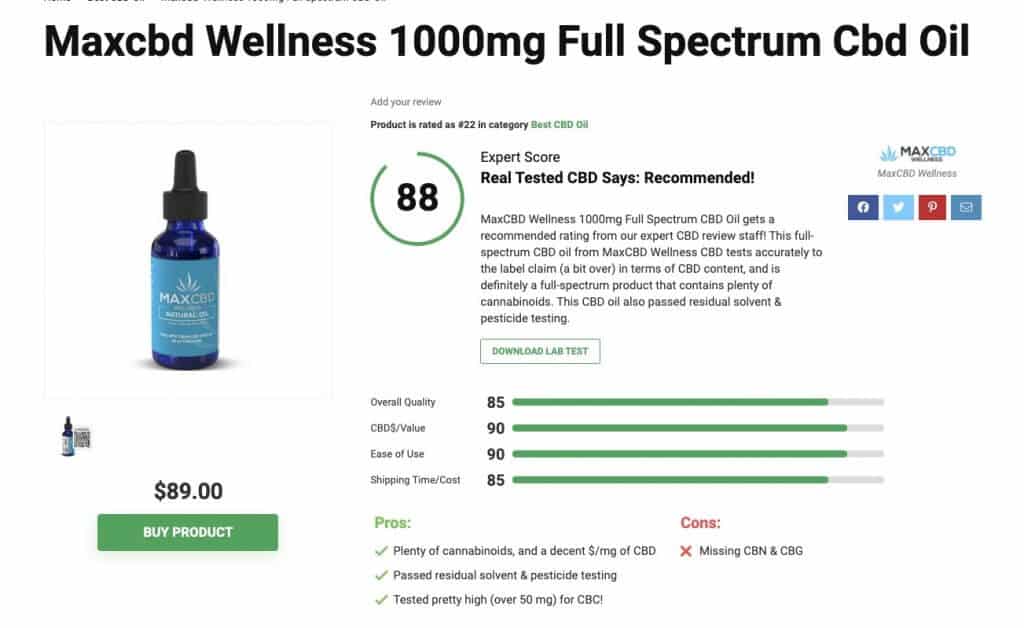 Maxcbd Wellness 1000mg Full Spectrum Cbd Oil