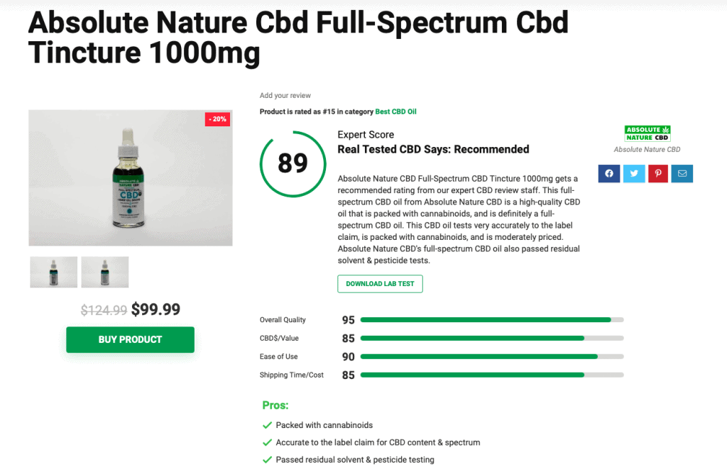 Absolute Nature Cbd Full-Spectrum Cbd Tincture 1000mg