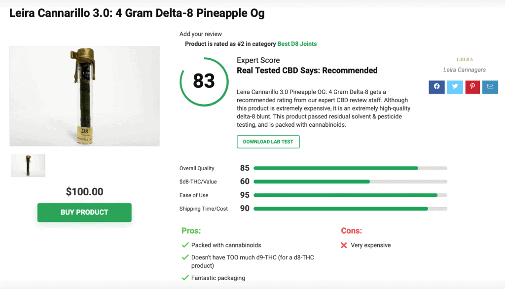 Leira Cannarillo 3.0: 4 Gram Delta-8 Pineapple Og