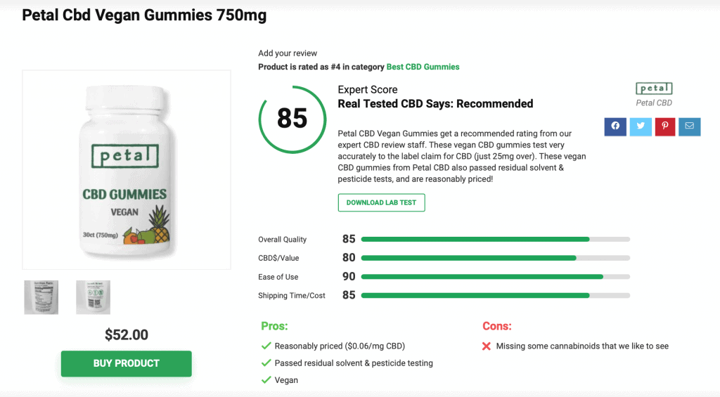 Petal Cbd Vegan Gummies 750mg