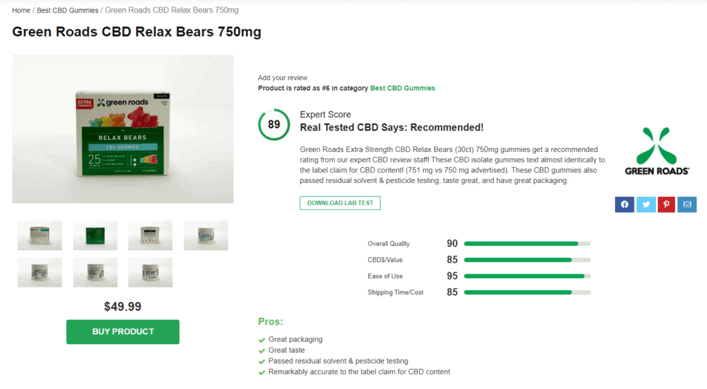 Green Roads CBD Relax Bears 750mg