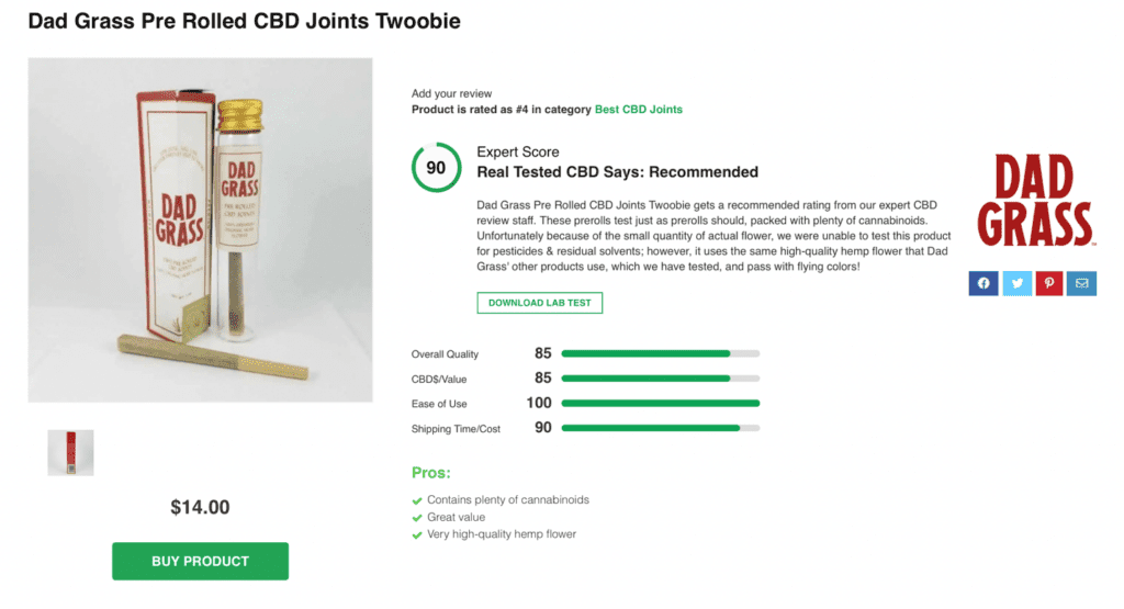 Dad Grass Pre-Rolled CBD Joints – Twoobie 